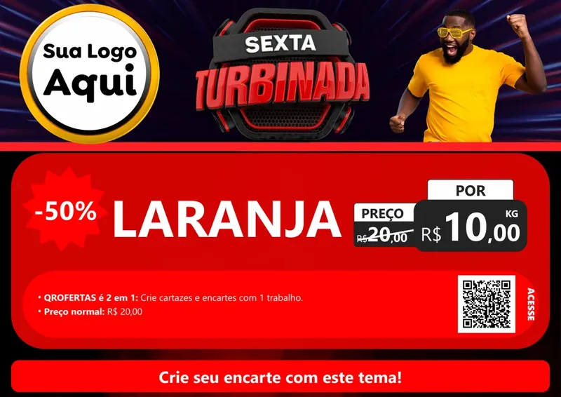 Modelo de Cartaz para Cartaz A4 Horizontal com o tema Sexta Turbinada para Hortifrúti