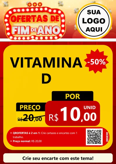Modelo de Cartaz para Cartaz A4 Vertical com o tema Ofertas de Fim de Ano para Farmácia