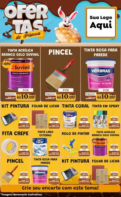 Modelo de Encarte para Encarte Grande com o tema Ofertas de Páscoa para Tintas e Ferramentas