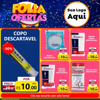 Modelo de Rede Social para Feed Facebook com o tema Folia de Ofertas para Embalagens