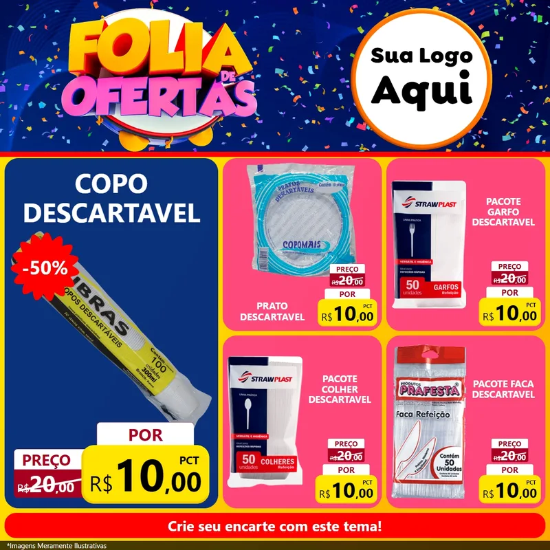 Modelo de Rede Social para Feed Facebook com o tema Folia de Ofertas para Embalagens