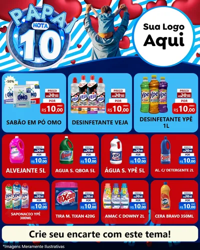 Modelo de Rede Social para Feed Instagram com o tema Papai Nota 10 para Produtos de Limpeza