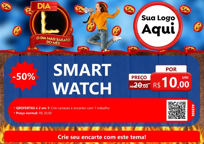 Modelo de Cartaz para Cartaz A4 Horizontal com o tema Dia L - O Dia Mais Barato Do Mês para Informática