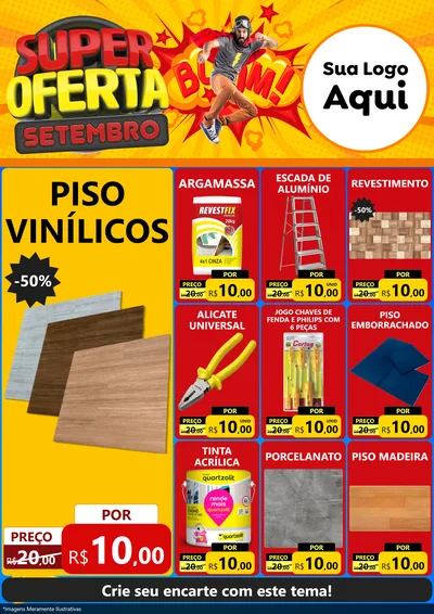 Modelo de Encarte para Encarte A4 Vertical com o tema Super Oferta Setembro para Material para Construção