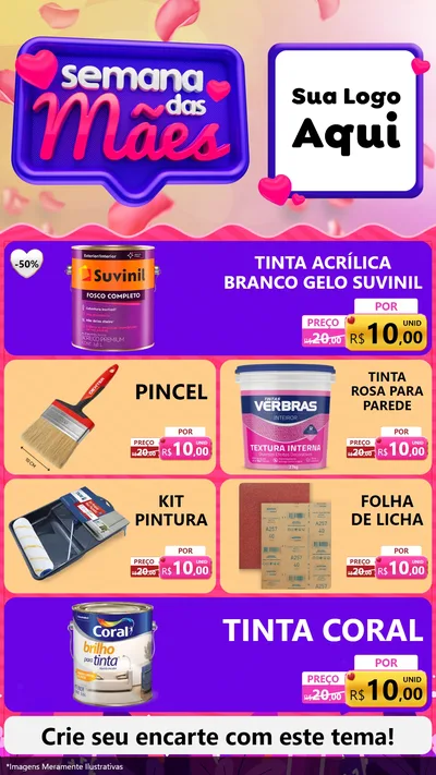 Modelo de TV para TV Vertical com o tema Semana das Mães para Tintas e Ferramentas