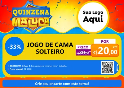 Modelo de Cartaz para Cartaz A4 Horizontal com o tema Quinzena Maluca para Cama, Mesa e Banho