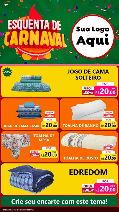 Modelo de TV para TV Vertical com o tema Esquenta de Carnaval para Cama, Mesa e Banho