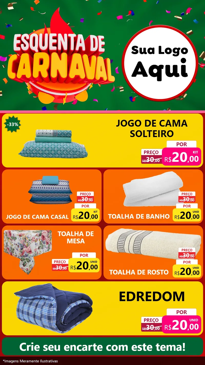 Modelo de TV para TV Vertical com o tema Esquenta de Carnaval para Cama, Mesa e Banho