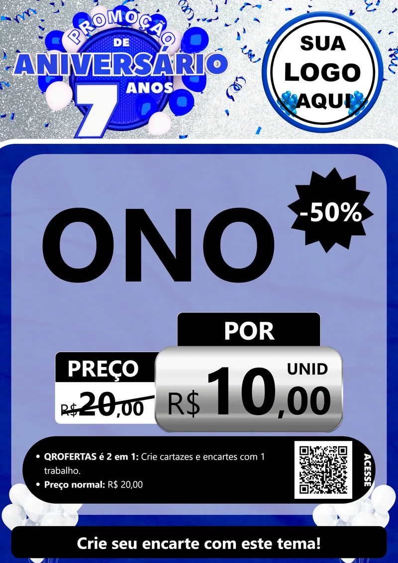 Modelo de Cartaz para Cartaz A4 Vertical com o tema Promoção de Aniversário - 7 Anos para Óticas