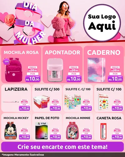 Modelo de Rede Social para Feed Instagram com o tema Dia da Mulher para Papelaria