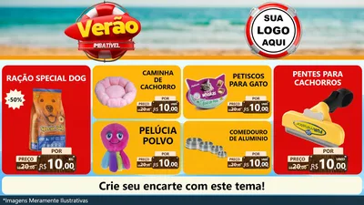 Modelo de TV para TV Horizontal com o tema Verão Imbatível para Pet Shop