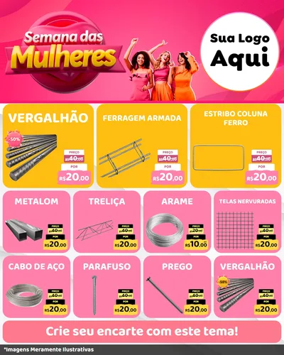 Modelo de Rede Social para Feed Instagram com o tema Semana das Mulheres para Ferragens