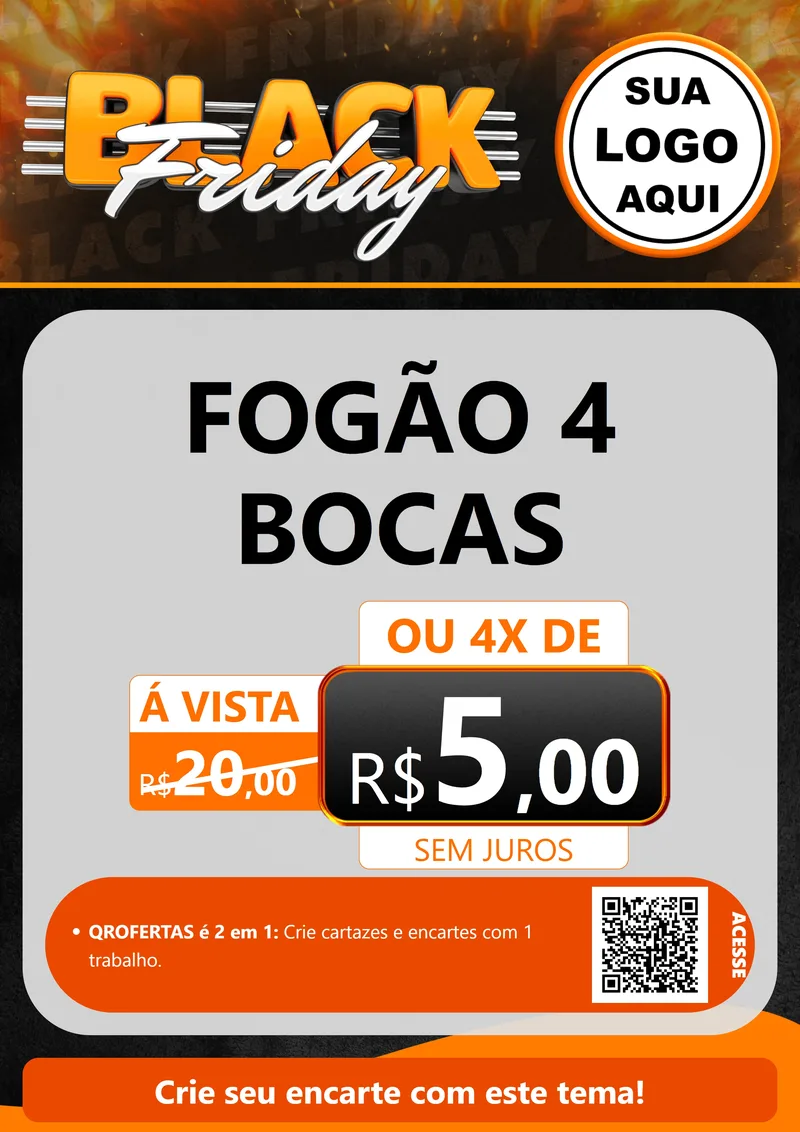 Modelo de Cartaz para Cartaz A4 Vertical com o tema Black Friday para Móveis e Eletro