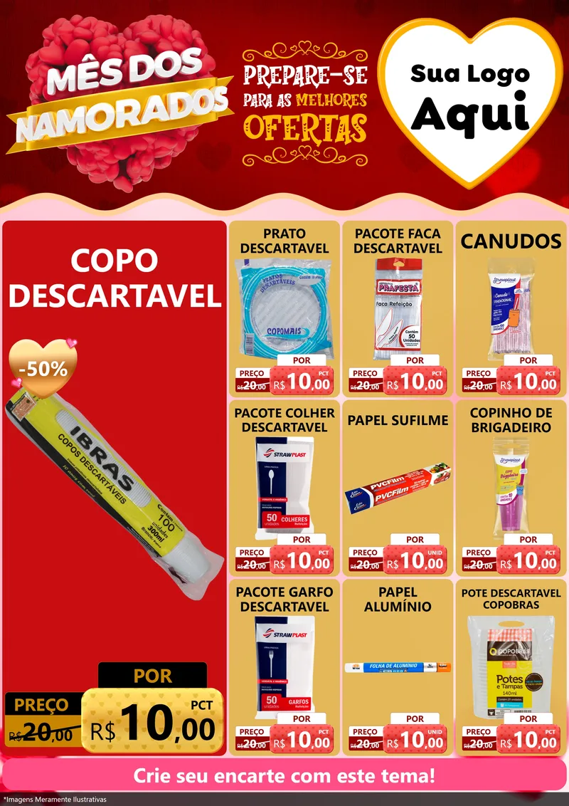 Modelo de Encarte para Encarte A4 Vertical com o tema Mês dos Namorados para Embalagens