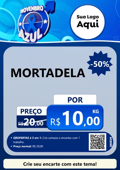 Modelo de Cartaz para Cartaz A4 Vertical com o tema Novembro Azul para Frios e Laticínios