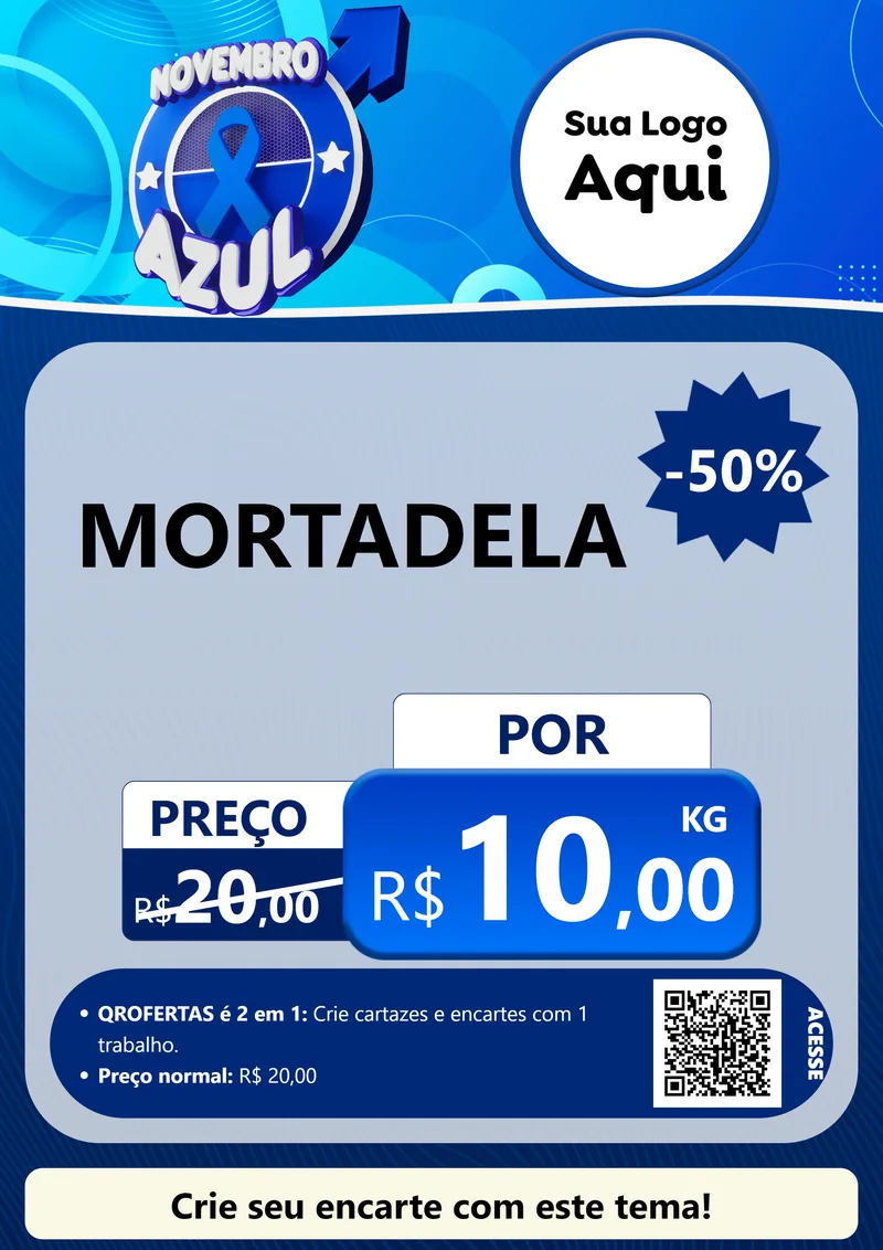 Modelo de Cartaz para Cartaz A4 Vertical com o tema Novembro Azul para Frios e Laticínios