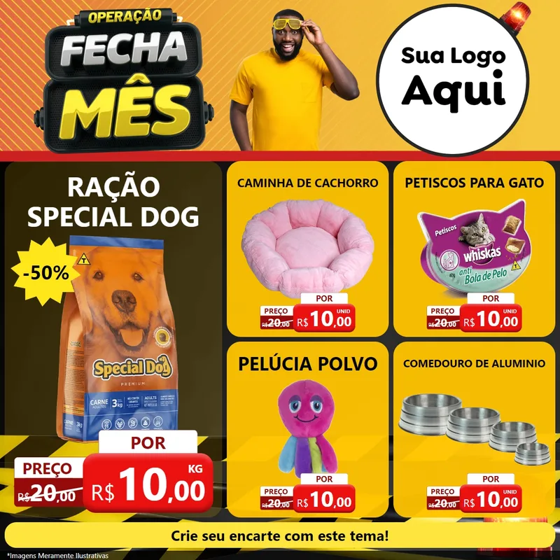 Modelo de Rede Social para Feed Facebook com o tema Operação Fecha Mês para Pet Shop
