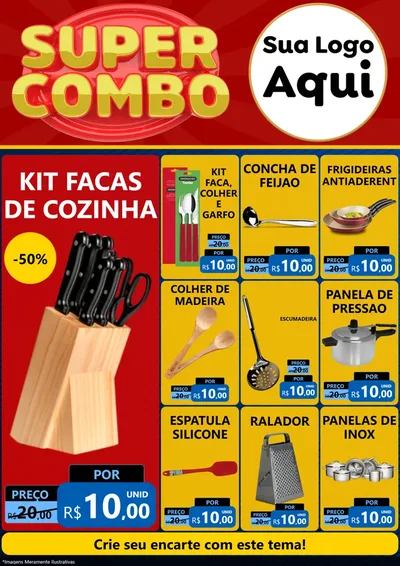 Modelo de Encarte para Encarte A4 Vertical com o tema Super Combo para Utilidades Domésticas