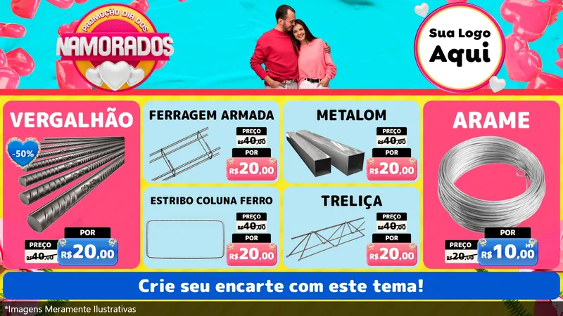 Modelo de TV para TV Horizontal com o tema Promoção Dia dos Namorados para Ferragens