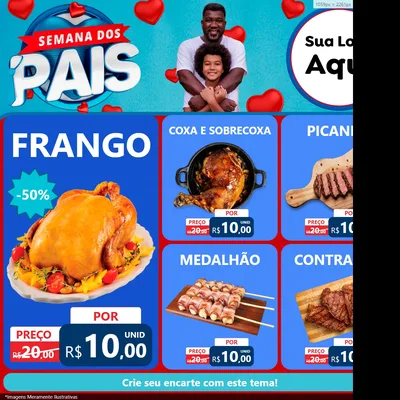 Modelo de Rede Social para Feed Facebook com o tema Semana Dos Pais para Assados