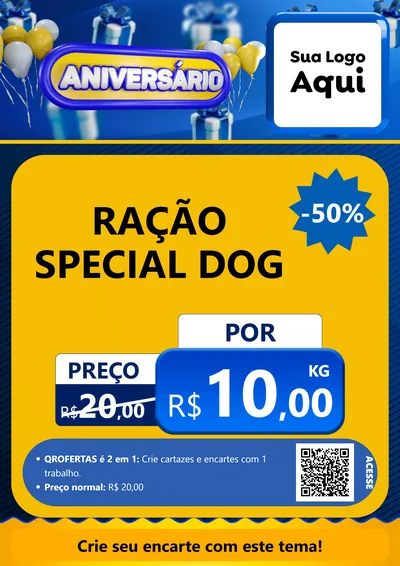 Modelo de Cartaz para Cartaz A4 Vertical com o tema Aniversário para Pet Shop