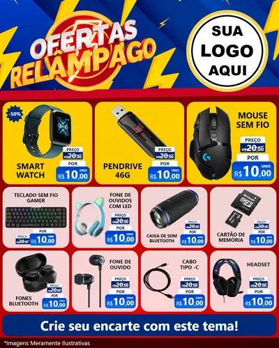 Modelo de Rede Social para Feed Instagram com o tema Ofertas Relâmpago para Informática
