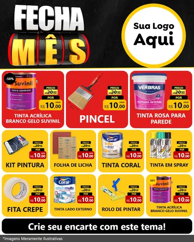 Modelo de Rede Social para Feed Instagram com o tema Fecha Mês para Tintas e Ferramentas