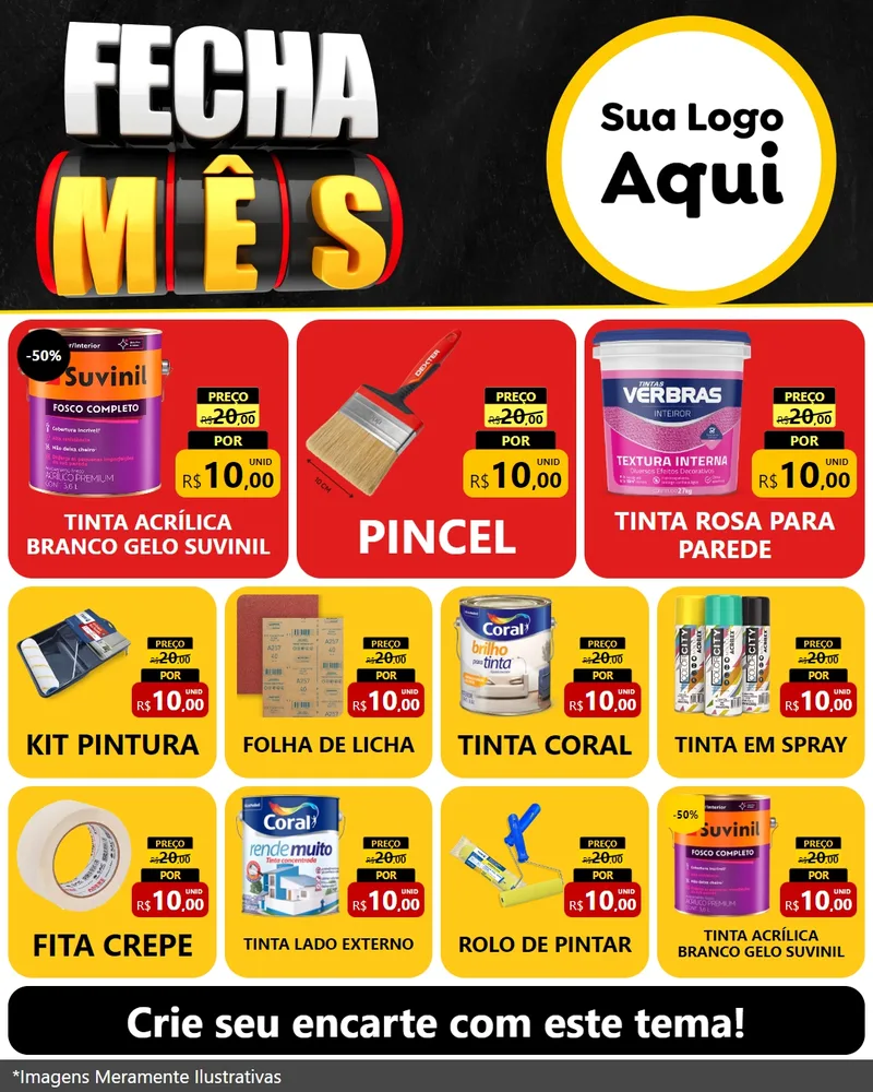 Modelo de Rede Social para Feed Instagram com o tema Fecha Mês para Tintas e Ferramentas