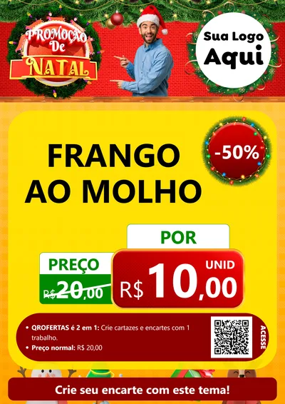 Modelo de Cartaz para Cartaz A4 Vertical com o tema Promoção de Natal para Restaurante