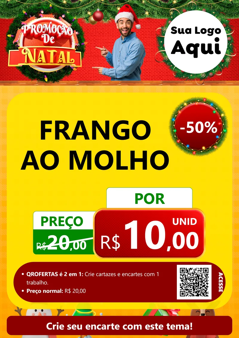 Modelo de Cartaz para Cartaz A4 Vertical com o tema Promoção de Natal para Restaurante