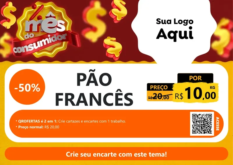 Modelo de Cartaz para Cartaz A4 Horizontal com o tema Mês do consumidor para Padaria