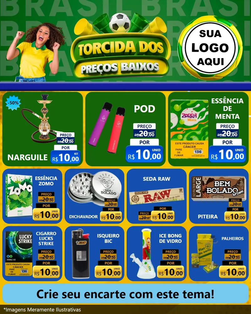 Modelo de Rede Social para Feed Instagram com o tema Torcida dos Preços Baixos para Tabacaria