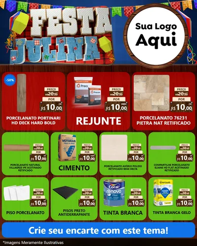 Modelo de Rede Social para Feed Instagram com o tema Festa Julina para Pisos e revestimentos