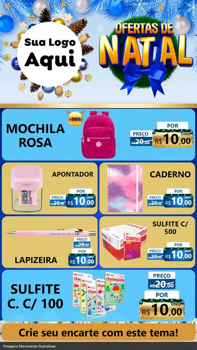 Modelo de TV para TV Vertical com o tema Ofertas de Natal para Papelaria