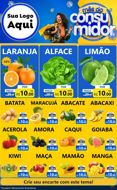 Modelo de Encarte para Encarte Grande com o tema Mês do Consumidor para Hortifrúti