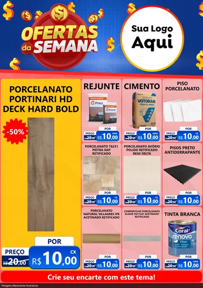 Modelo de Encarte para Encarte A4 Vertical com o tema Ofertas Da Semana para Pisos e revestimentos