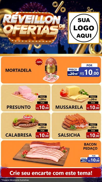 Modelo de TV para TV Vertical com o tema Réveillon de Ofertas para Frios e Laticínios
