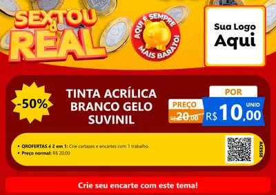 Modelo de Cartaz para Cartaz A4 Horizontal com o tema Sextou do Real para Tintas e Ferramentas