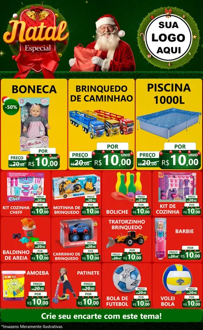 Modelo de Encarte para Encarte Grande com o tema Natal Especial para Brinquedos