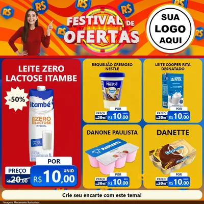 Modelo de Rede Social para Feed Facebook com o tema Festival de Ofertas para Frios e Laticínios