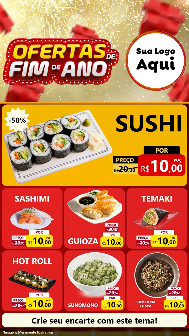 Modelo de Rede Social para Stories com o tema Ofertas de Fim de Ano para Comida japonesa
