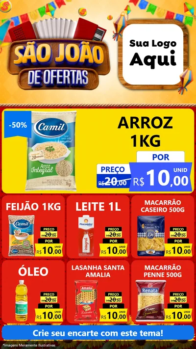 Modelo de Rede Social para Stories com o tema São João de Ofertas para Supermercado