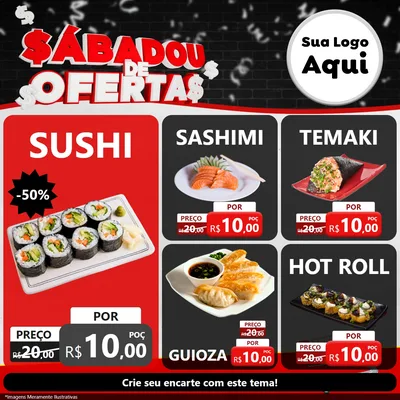 Modelo de Rede Social para Feed Facebook com o tema Sabadou de Ofertas para Comida japonesa