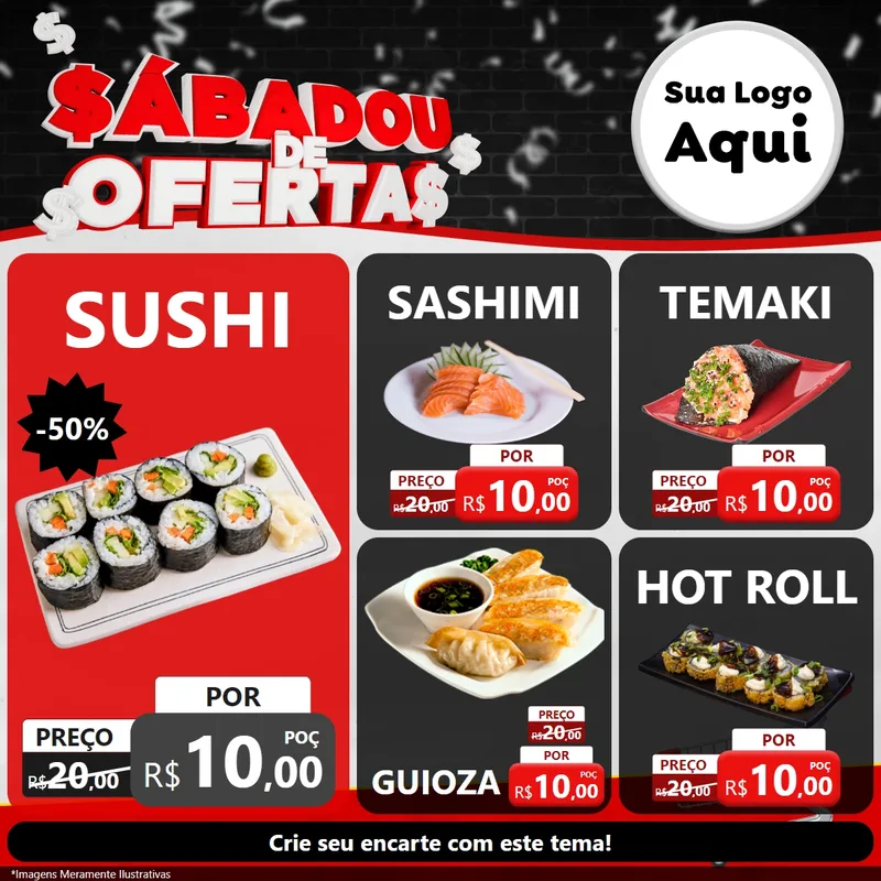 Modelo de Rede Social para Feed Facebook com o tema Sabadou de Ofertas para Comida japonesa