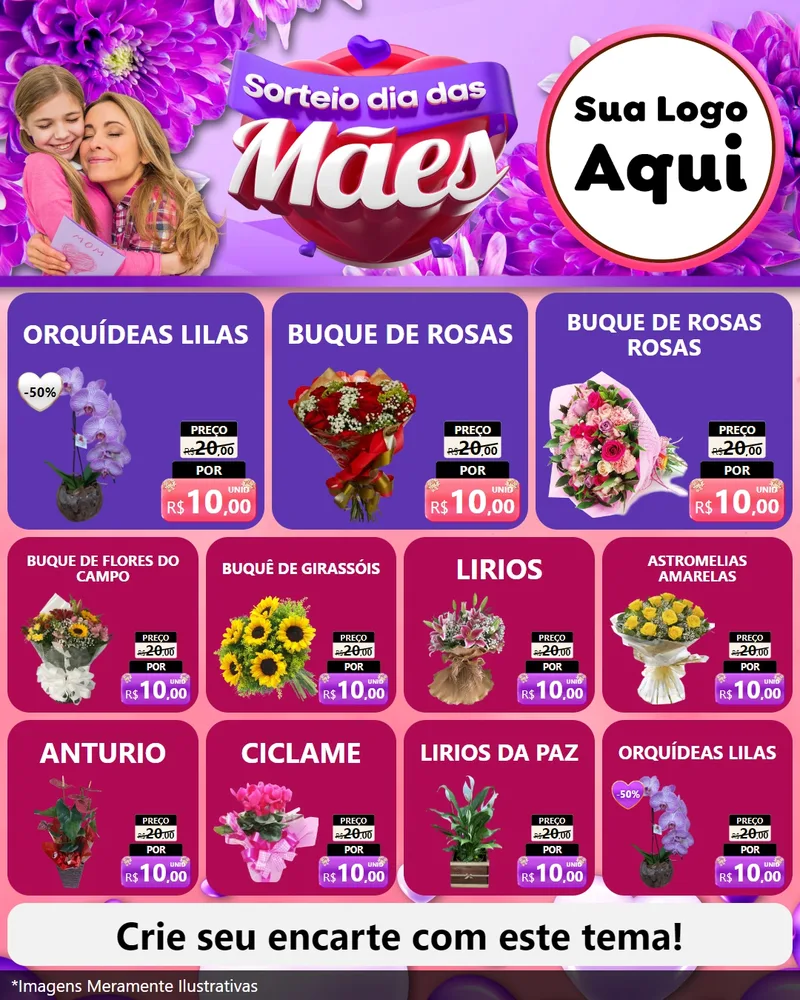 Modelo de Rede Social para Feed Instagram com o tema Sorteio Dia das Mães para Floricultura e jardim