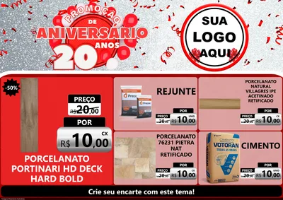Modelo de Encarte para Encarte A4 Horizontal com o tema Promoção de Aniversário - 20 Anos para Pisos e revestimentos