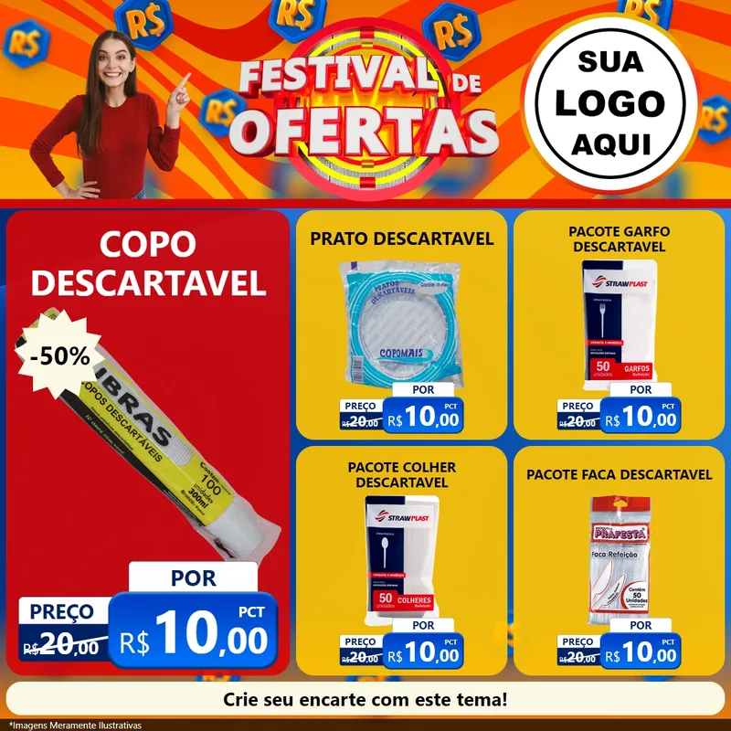 Modelo de Rede Social para Feed Facebook com o tema Festival de Ofertas para Embalagens