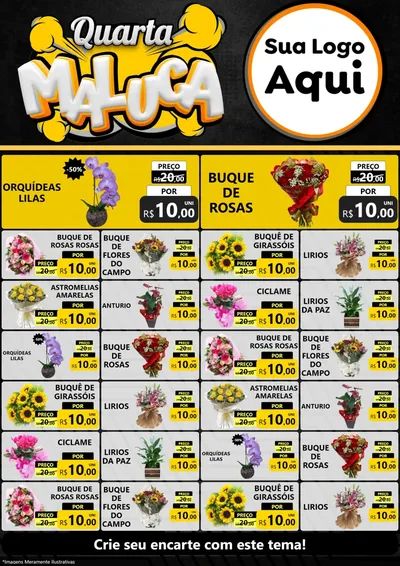 Modelo de Encarte para Encarte A4 Vertical com o tema Quarta Maluca para Floricultura e jardim