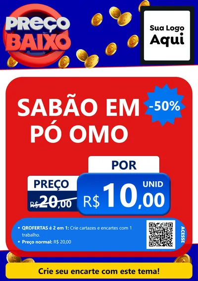 Modelo de Cartaz para Cartaz A4 Vertical com o tema Preço Baixo para Produtos de Limpeza