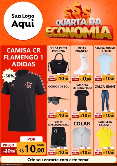 Modelo de Encarte para Encarte A4 Vertical com o tema Quarta da Economia para Roupas e acessórios